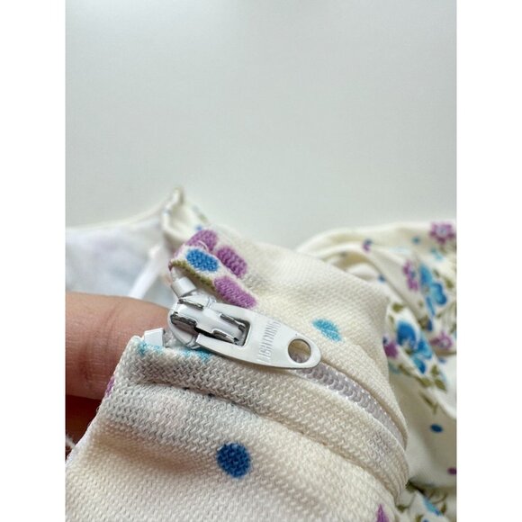 Vintage 70's COLE OF CALIFORNIA Ivory Blue Floral Halter Maxi Dress, Size 14 - Picture 10 of 14